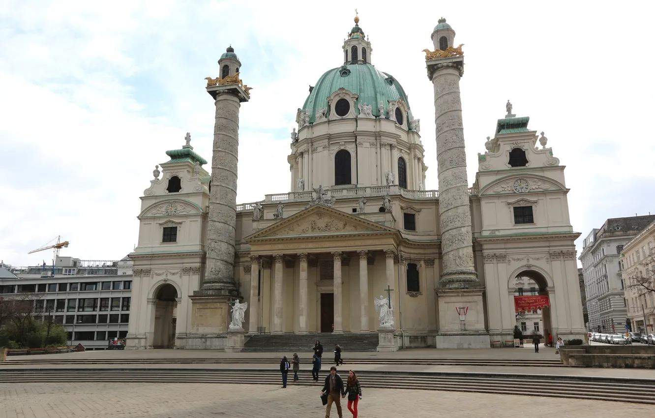 Photo wallpaper Cathedral, Austria, Travel, Church, Vienna, Vienna, Karl Church, Church