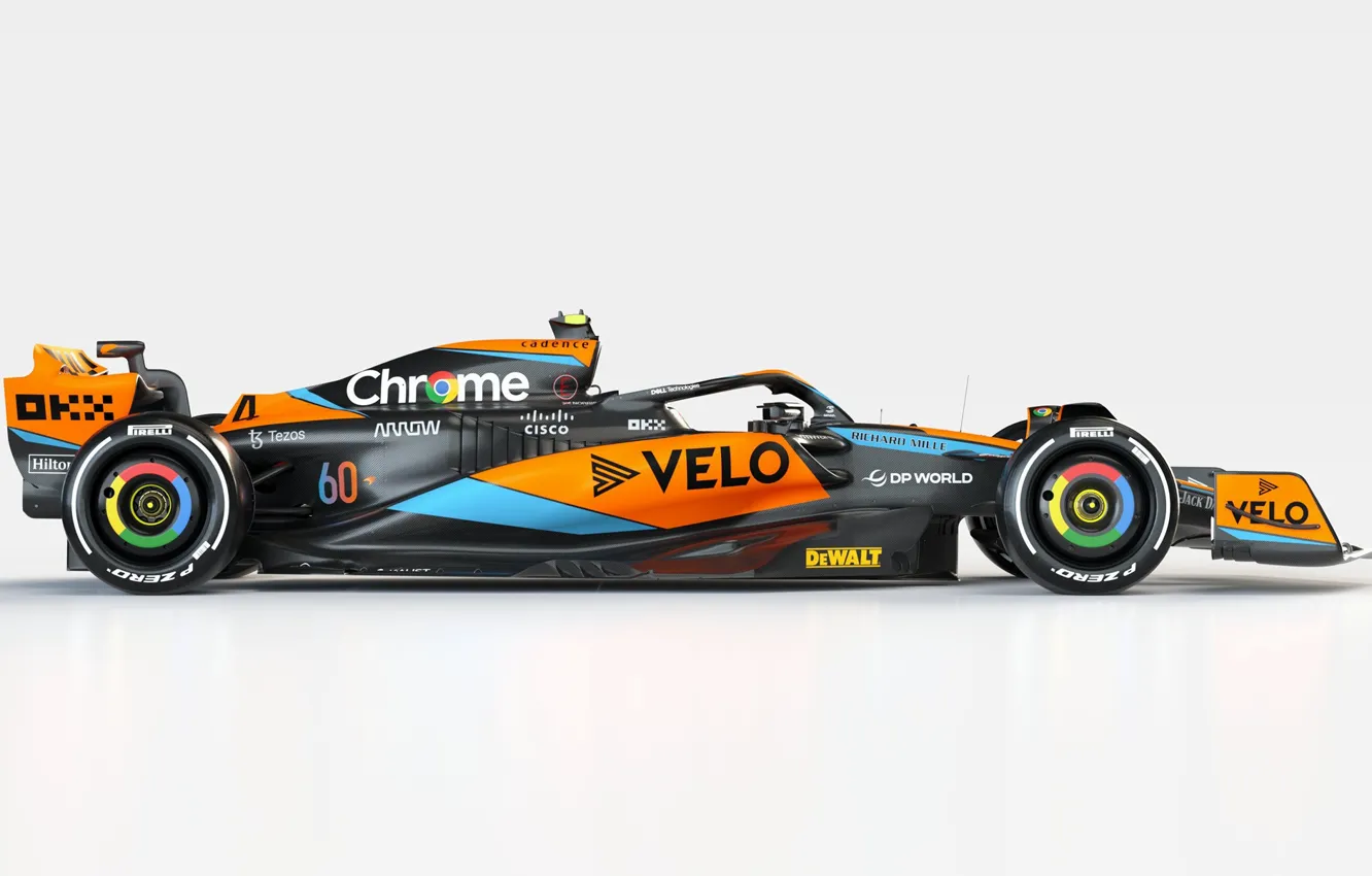 Photo wallpaper Formula 1, side view, racing car, 2023, McLaren MCL60