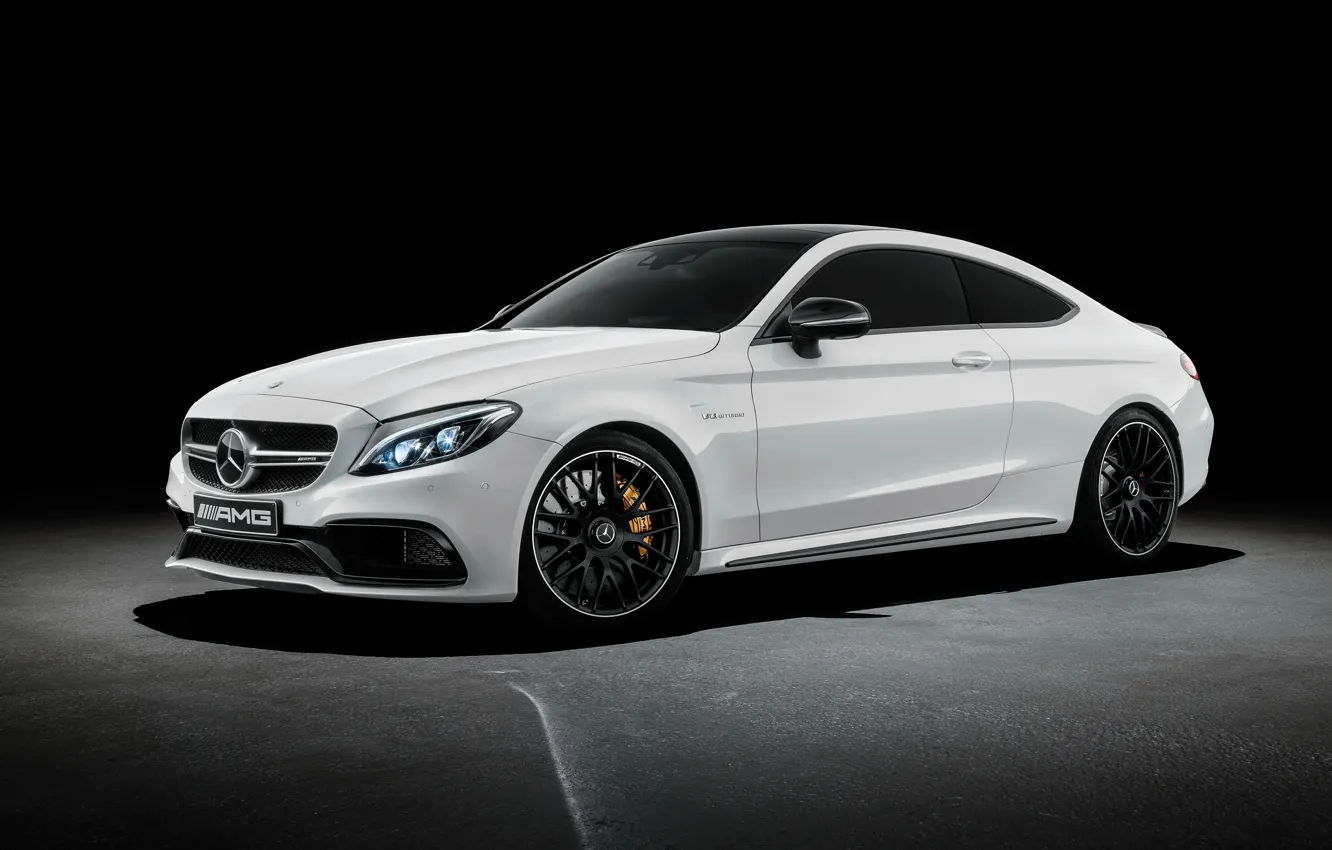 Photo wallpaper coupe, Mercedes-Benz, black background, Mercedes, AMG, Coupe, AMG, C-Class