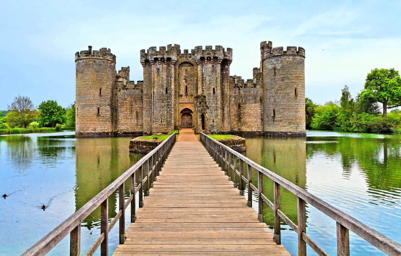 Photo wallpaper water, bridge, castle, tower, vintage, castle