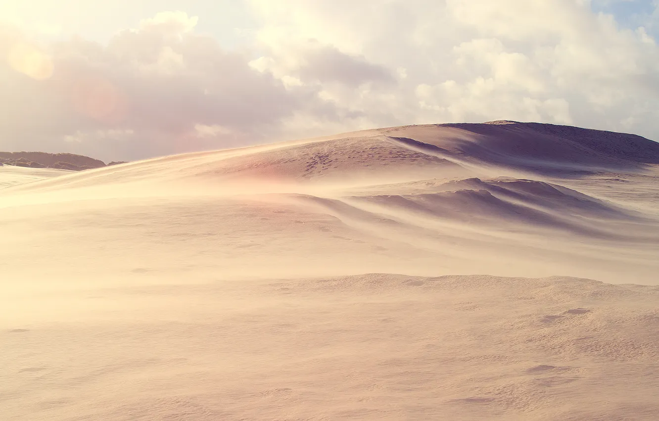 Photo wallpaper sand, the sky, the sun, clouds, light, nature, desert, heat