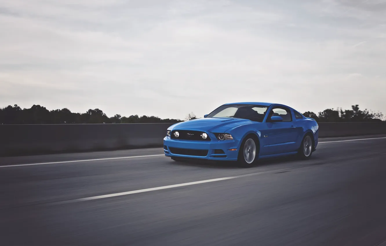 Photo wallpaper Mustang, Ford, Road, Speed, Ass, Ford, Muscle, Mustang