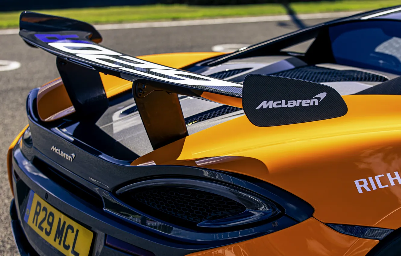 Photo wallpaper coupe, McLaren, wing, 2020, V8 twin-turbo, 620R, 620 HP, 3.8 L.