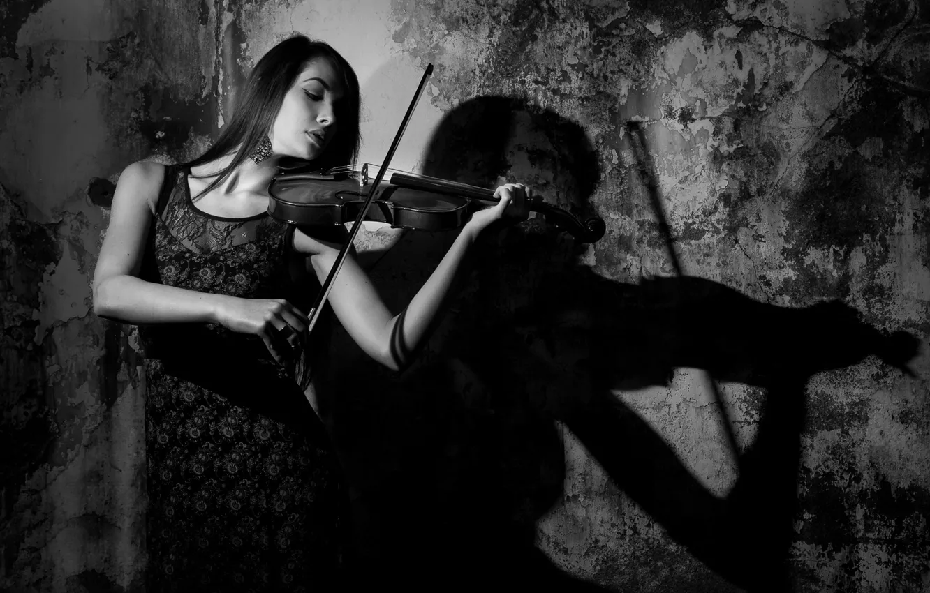 Photo wallpaper girl, violin, the game, Shadow Music