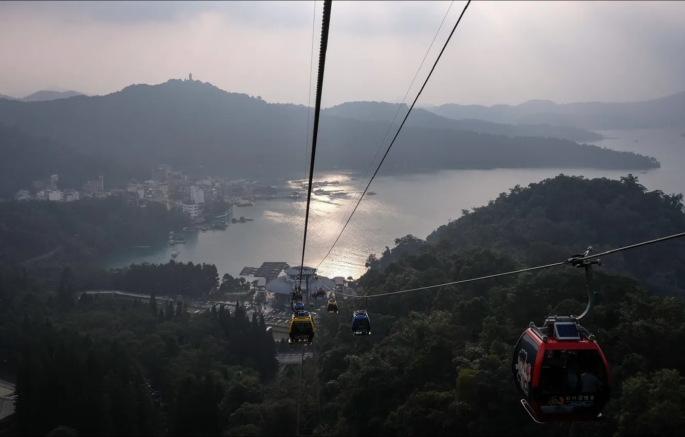 Photo wallpaper mountains, nature, transport, view, track, Taiwan, nature, Line