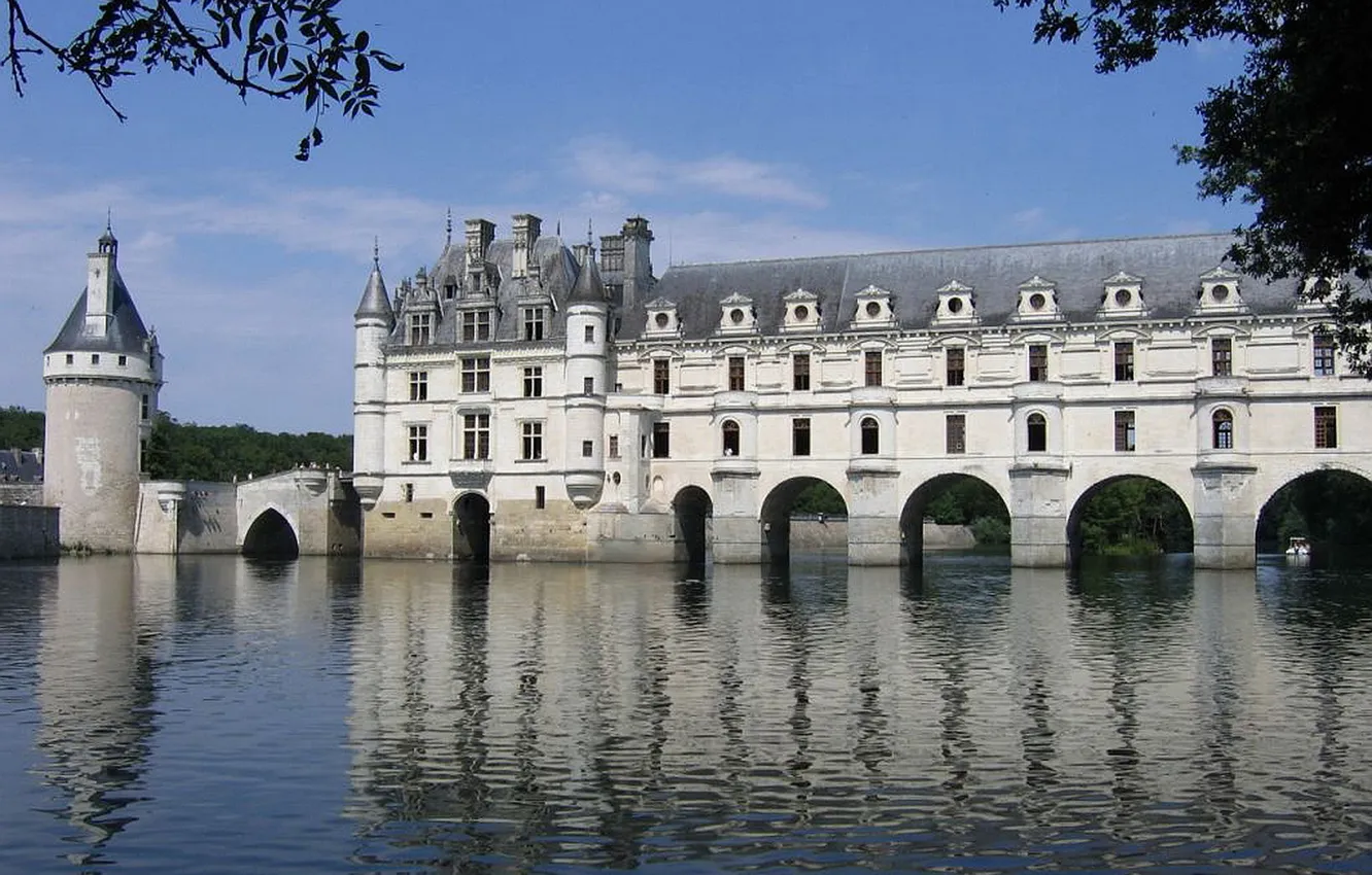 Photo wallpaper water, river, France, Castle, Сhenonceau