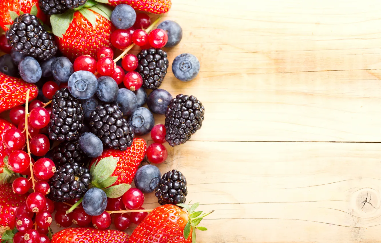 Photo wallpaper berries, strawberry, fresh, currants, BlackBerry, strawberry, blueberries, berries