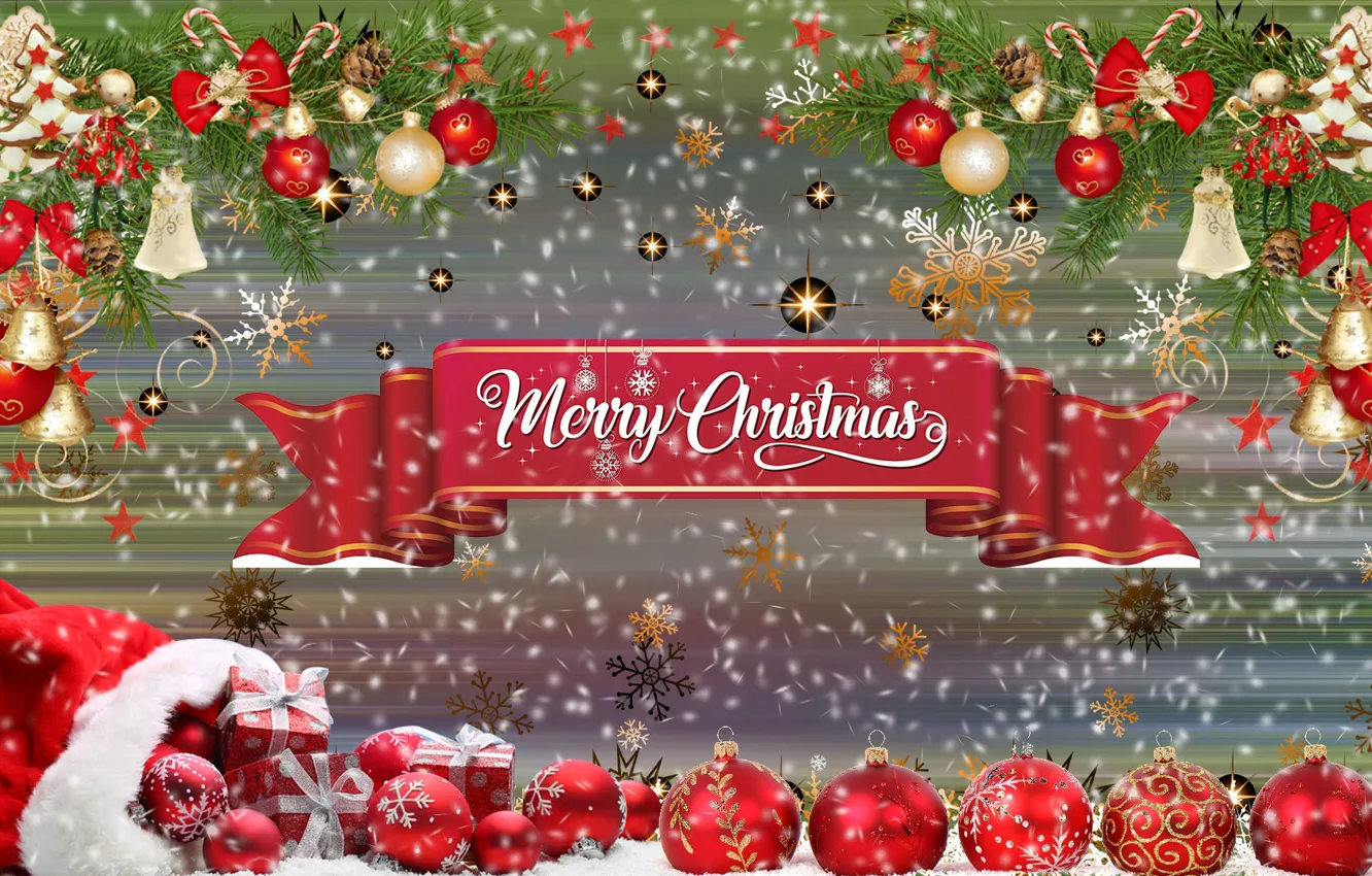 Photo wallpaper Graphics, Congratulations, Christmas, Bombki