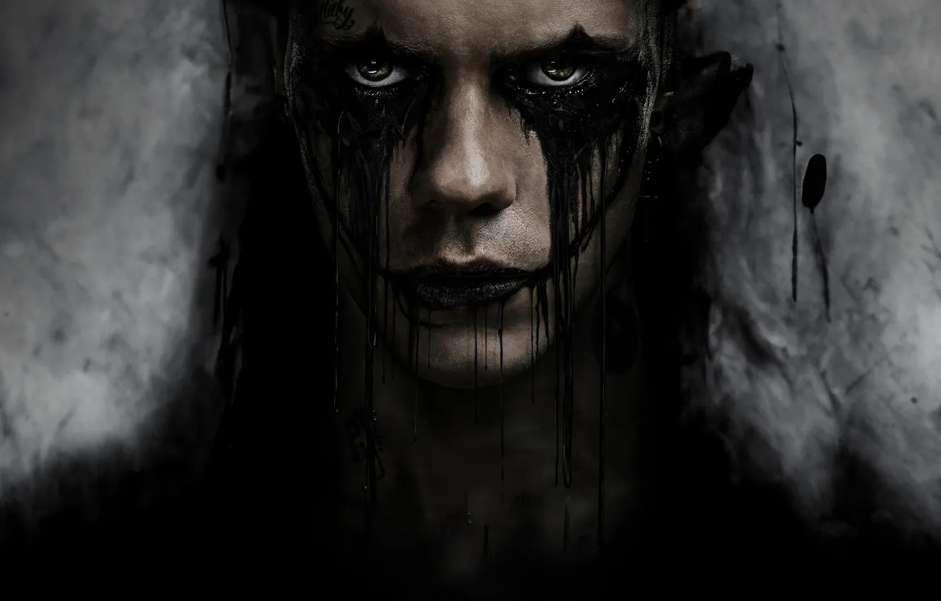 Photo wallpaper look, male, USA, Raven, Thriller, The Crow, Bill Skarsgard, neonoir