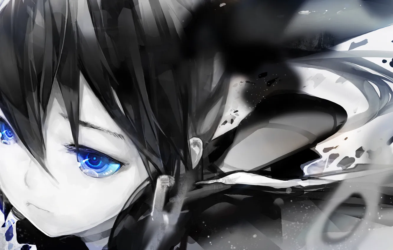 Photo wallpaper look, girl, black rock shooter, tears, anime, art, catch the worm, el-zheng