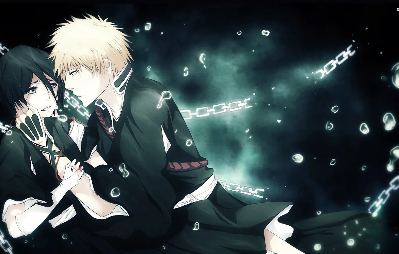 Photo wallpaper anime, two, Bleach, Ichigo, Rukia