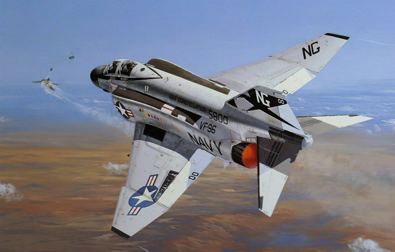 Photo wallpaper war, art, airplane, aviation, jet, F-4 Phantom
