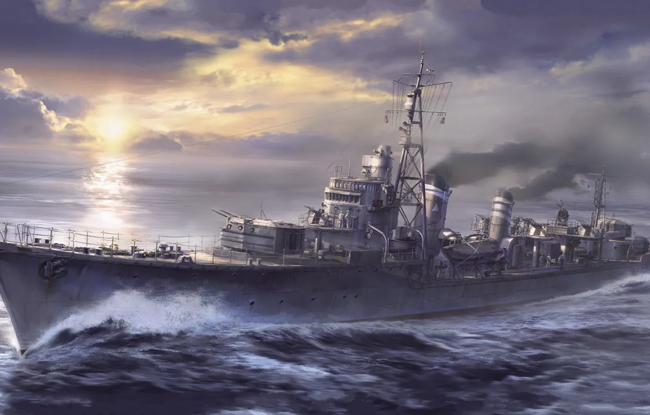 Photo wallpaper Japan, destroyer, destroyer, IJN Destroyer Shimakaze, Simakaze, Tankro Kato