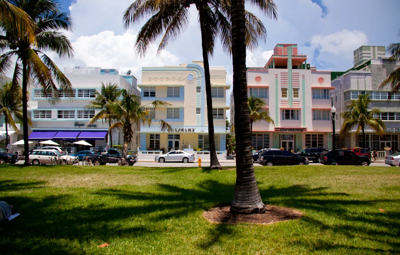 Photo wallpaper palm trees, home, Miami, FL, Miami, cars, florida, hotels