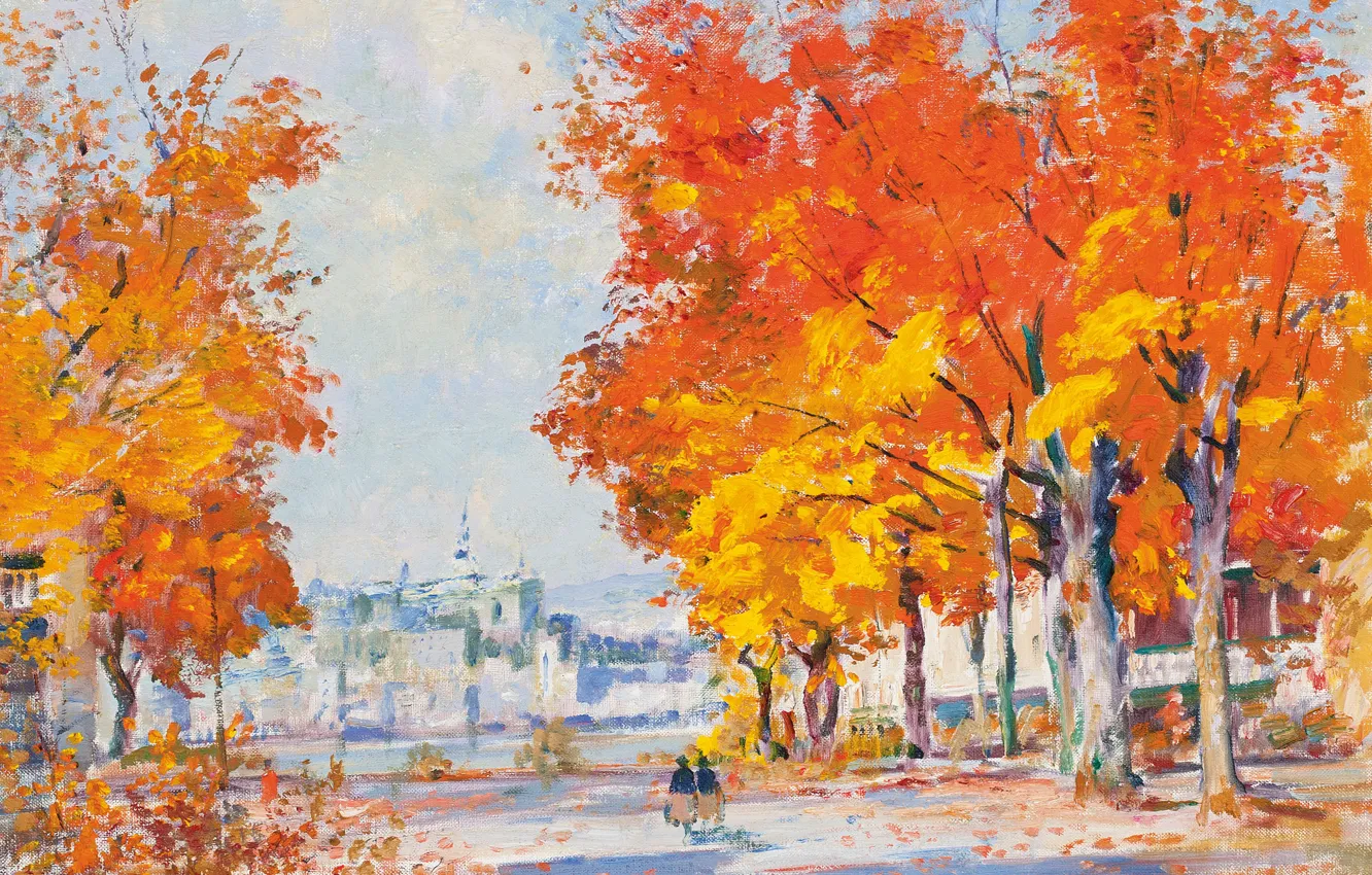 Photo wallpaper autumn, landscape, picture, The Maples. Quebec from Levis, Robert Wakeham Pilot
