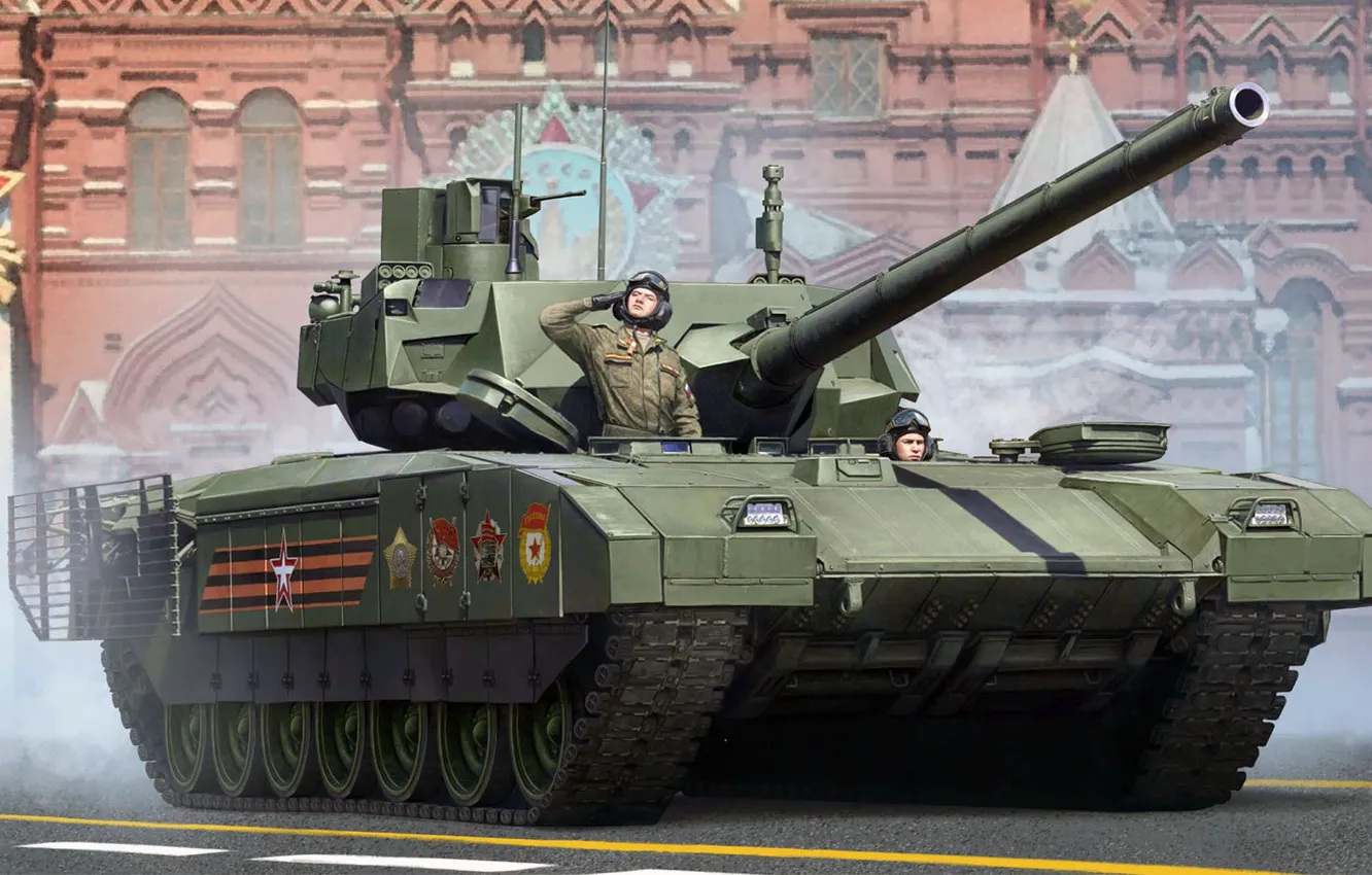 Photo wallpaper parade, red square, main battle tank, Armata, T-14, the draft of the new Russian main …