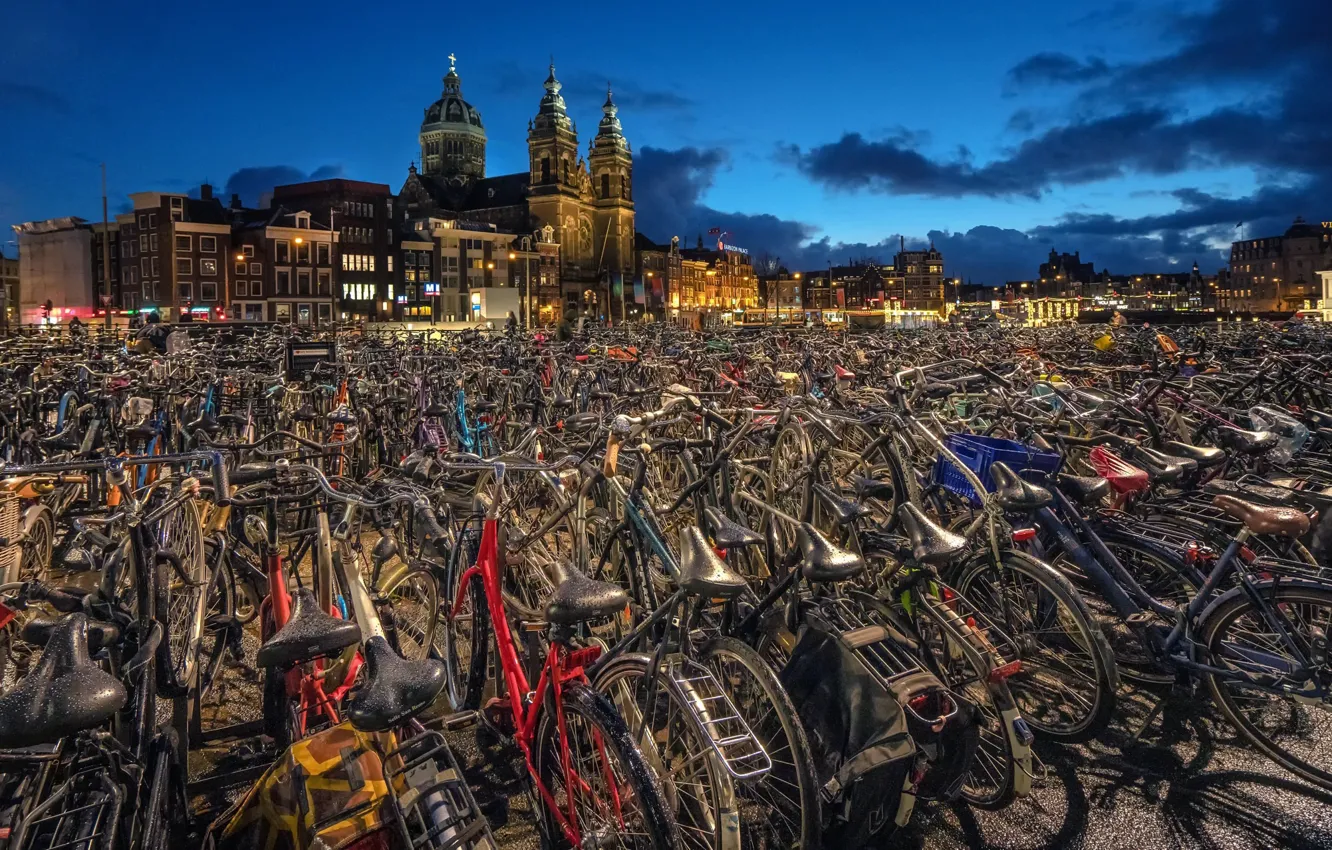 Photo wallpaper Amsterdam, bikes, Netherlands, North Holland