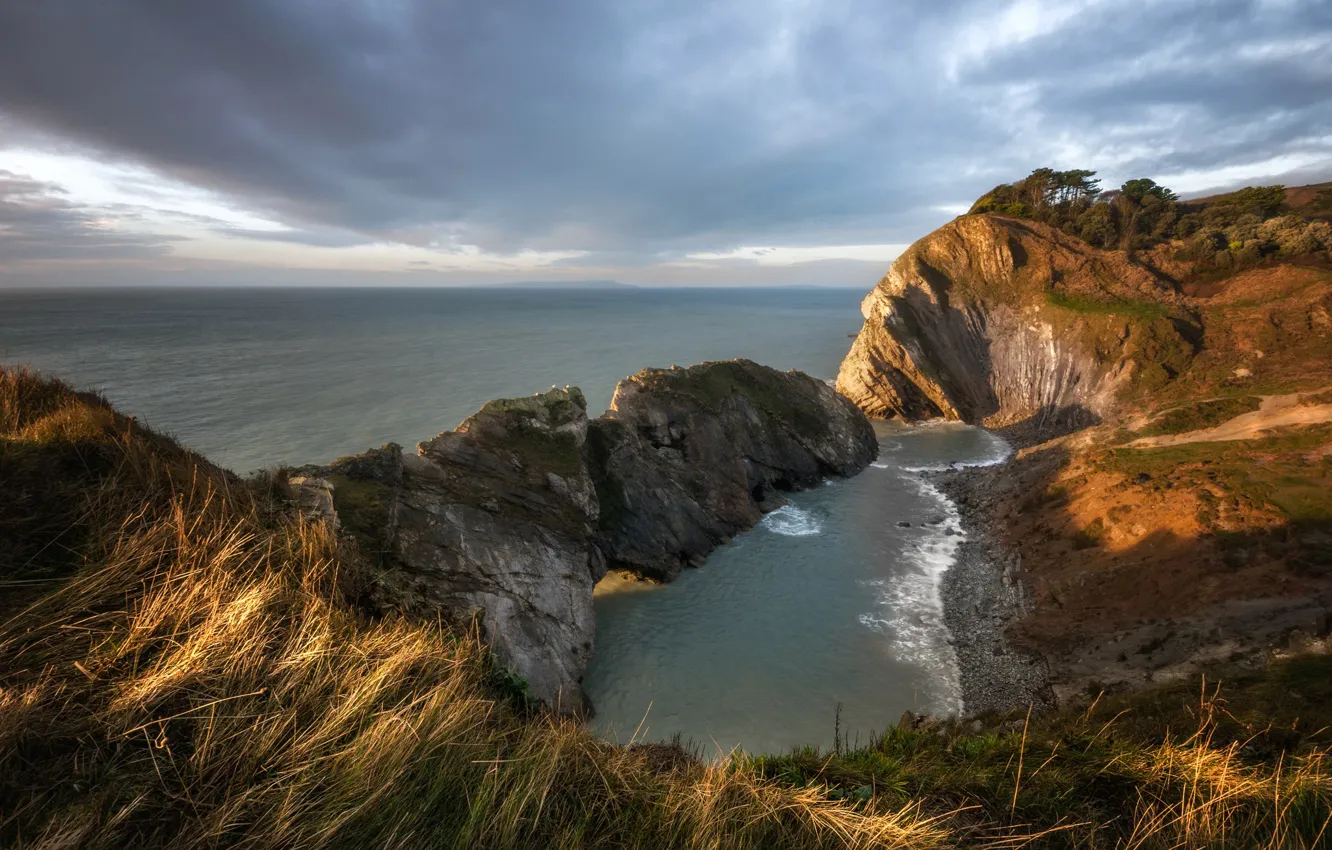 Photo wallpaper sea, rocks, England