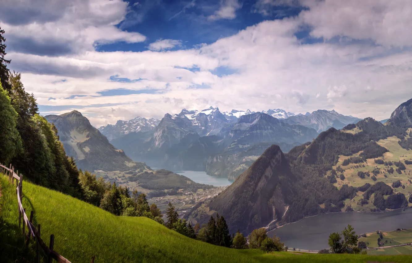 Photo wallpaper the sky, clouds, mountains