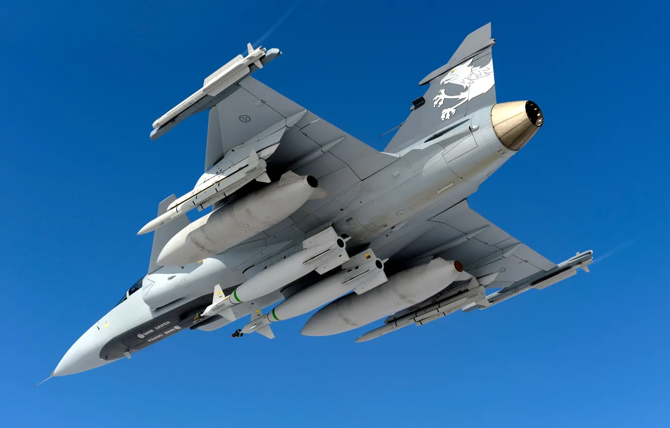 Photo wallpaper Rocket, Gripen, JAS 39, You CAN, Swedish air force, Gripen JAS 39, PTB, Air bombs