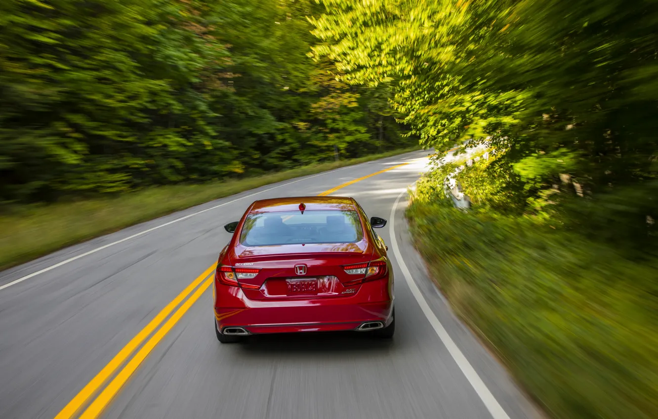 Photo wallpaper red, Honda, Accord, sedan, 2018, feed, four-door, 2.0T Sport