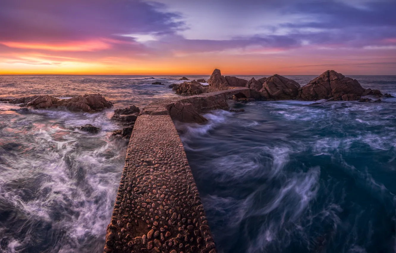 Photo wallpaper sea, landscape, rocks