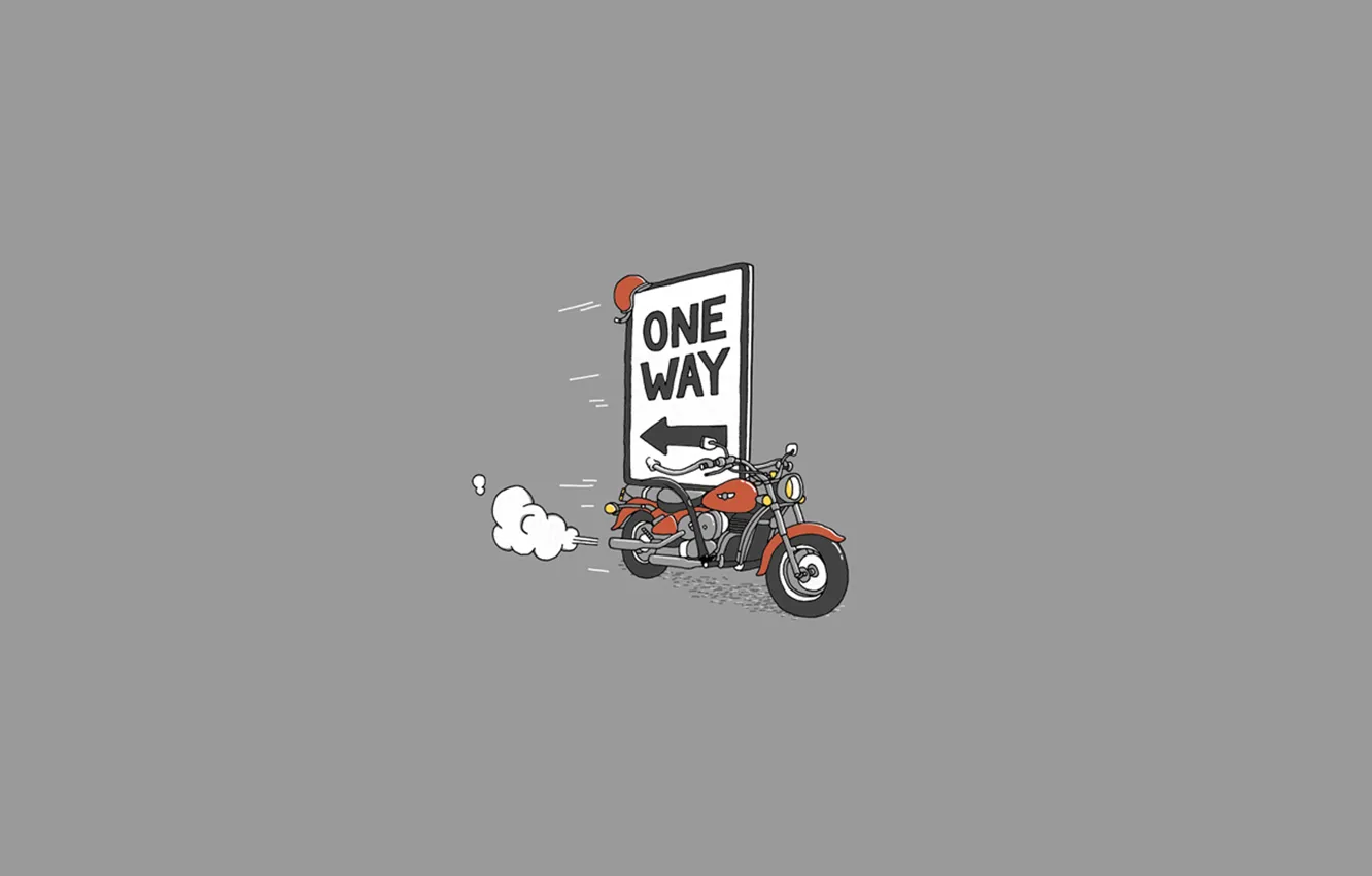 Photo wallpaper smoke, Moto, minimalism, motorcycle, bike, one way