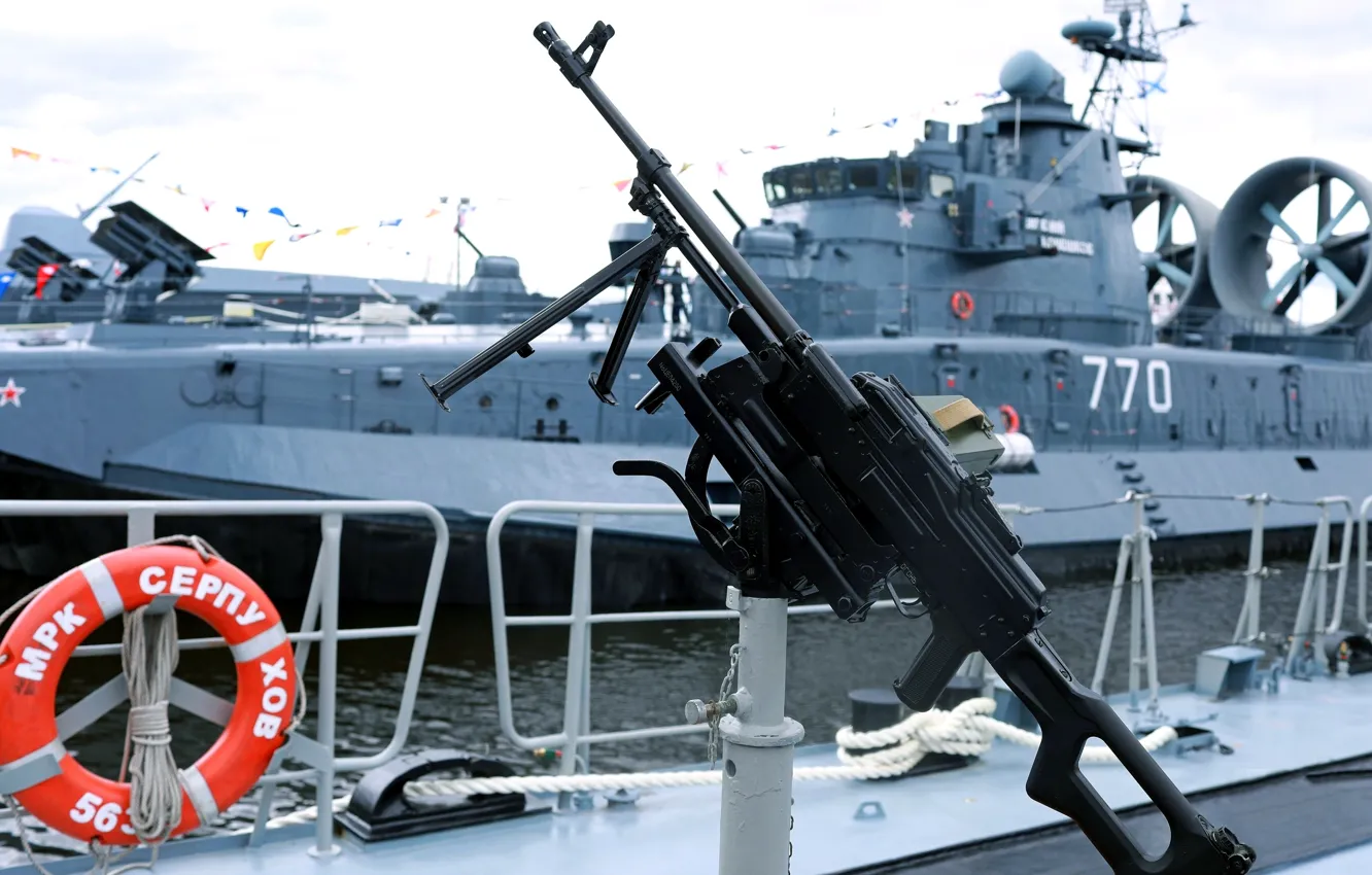 Photo wallpaper ship, deck, machine gun