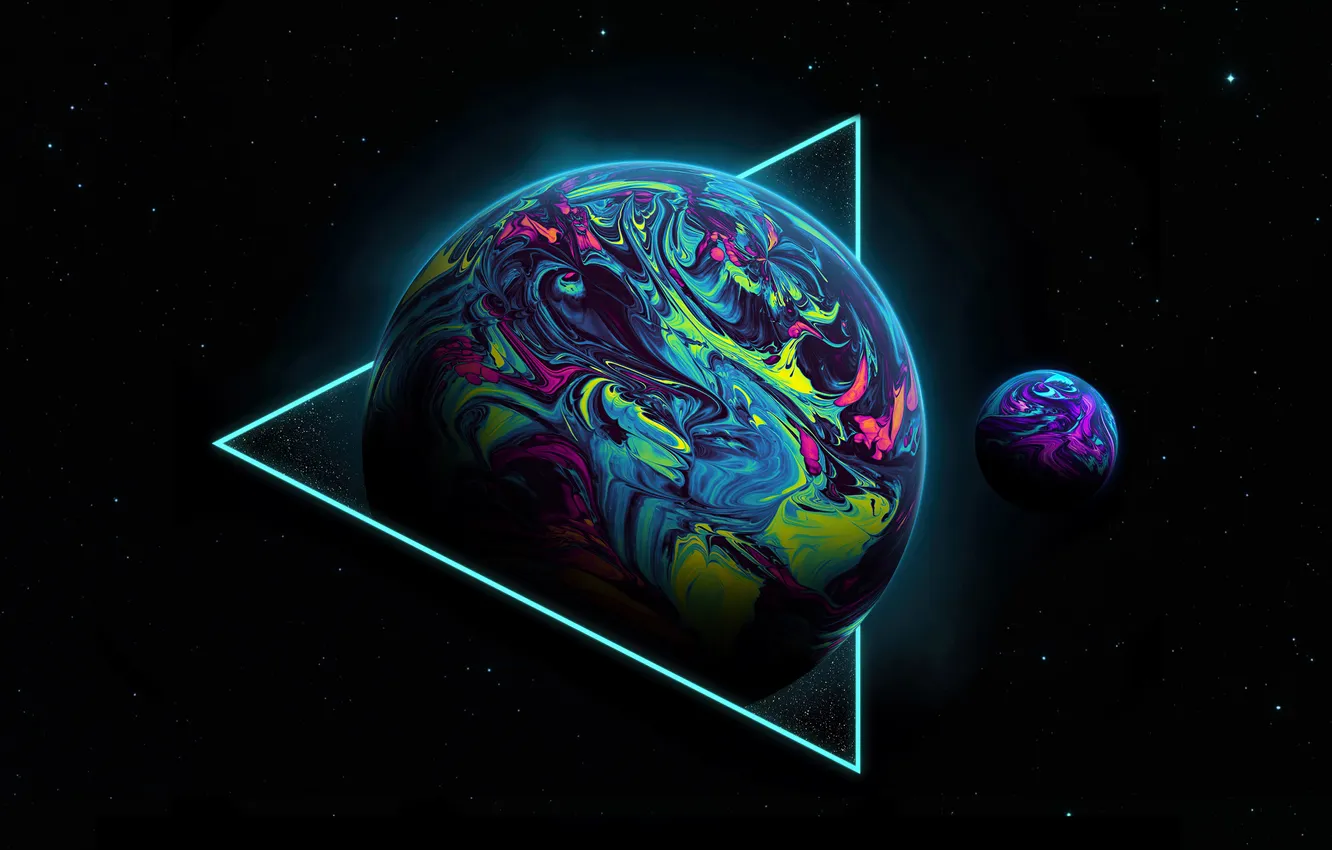 Photo wallpaper space, planet, abstraction, triangle