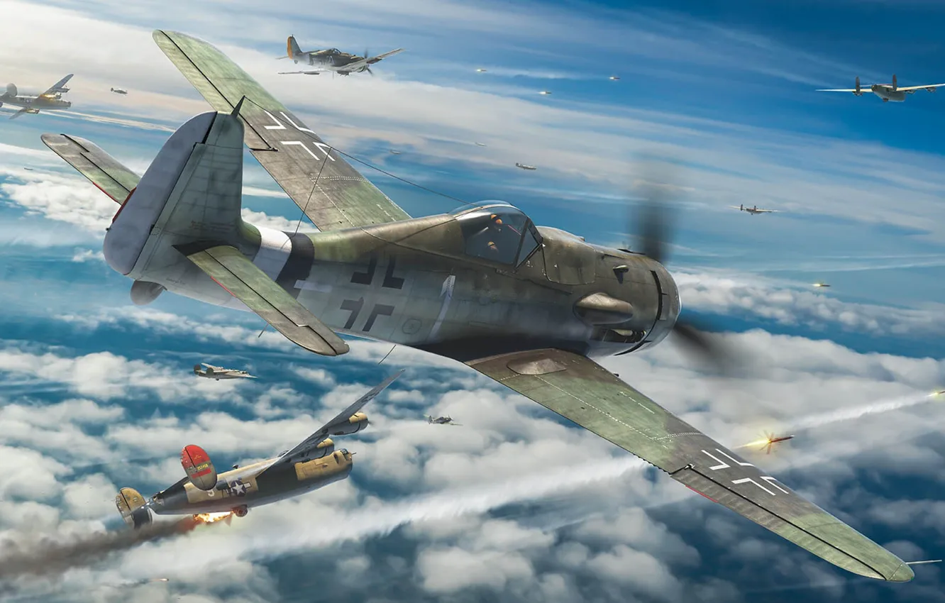 Wallpaper Germany, fighter-bomber, the Wehrmacht, Luftwaffe, Focke-Wulf ...