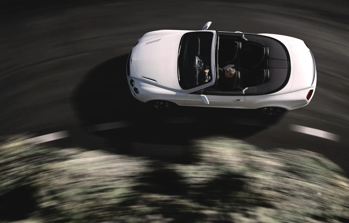 Photo wallpaper machine, auto, white, Bentley, Continental, convertible, in motion, the view from the top
