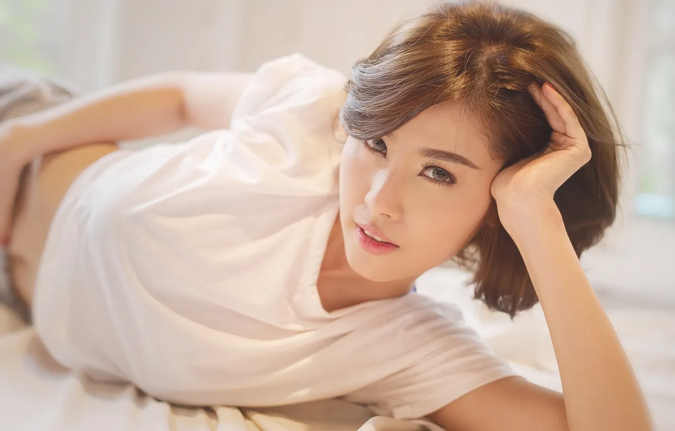 Photo wallpaper eyes, look, girl, background