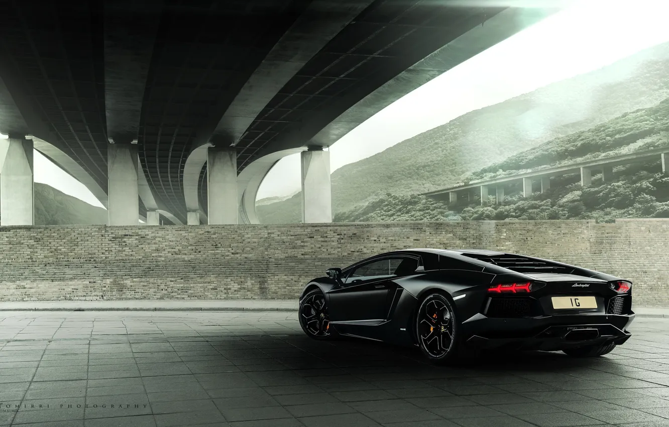 Photo wallpaper black, Lamborghini, rechange, Lamborghini Aventador, Supercar, Tomirri photography