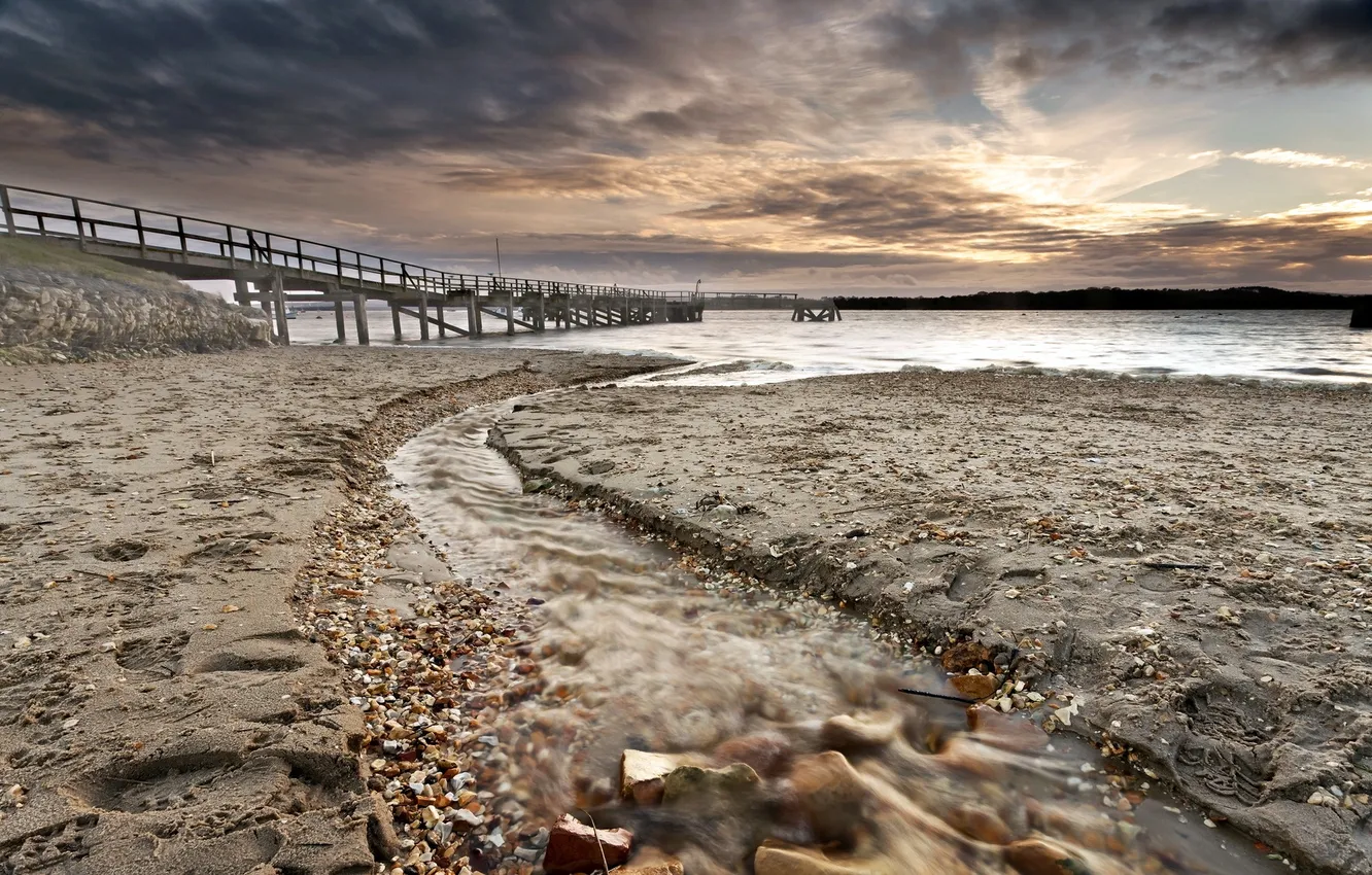 Photo wallpaper landscape, bridge, river