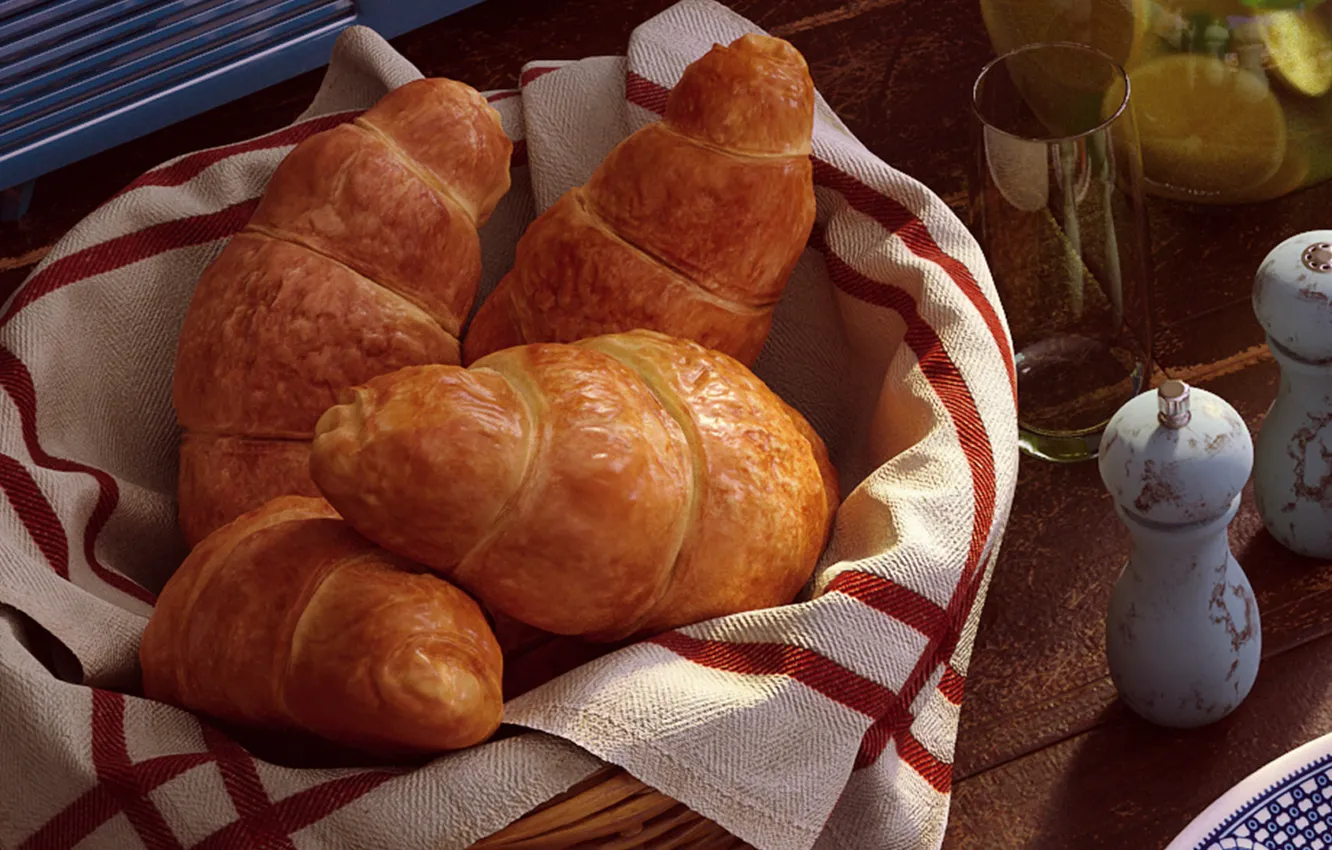 Photo wallpaper food, Breakfast, morning, croissant, Bondok Max, Breakfast Time