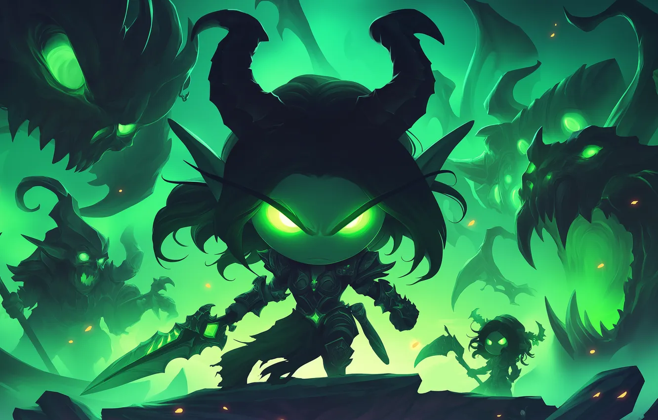 Photo wallpaper World of Warcraft, Demon Hunter, Battle for Azeroth, MidJourney, AI Art