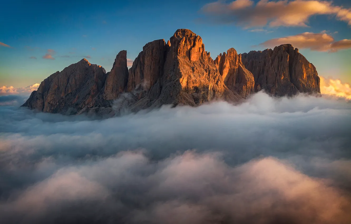 Photo wallpaper the sky, clouds, mountains, sky, mountains, clouds, Dolomites, The Dolomites