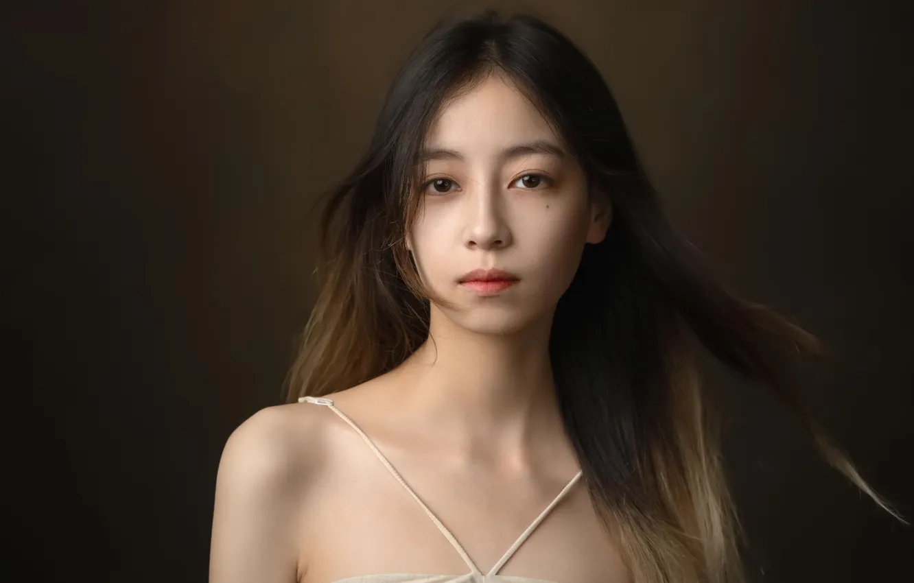 Photo wallpaper look, background, model, portrait, makeup, brunette, hairstyle, Asian
