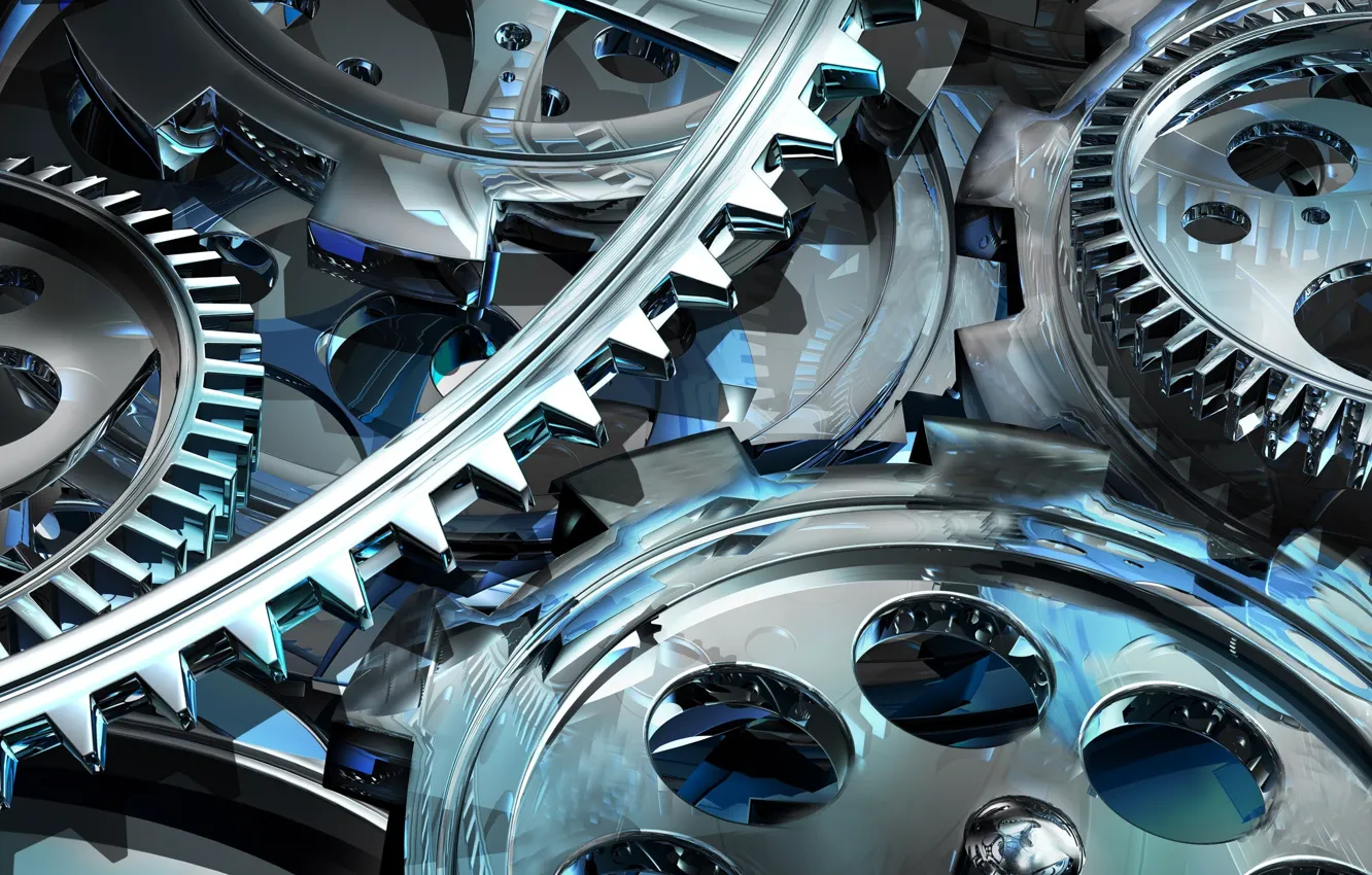 Photo wallpaper circles, background, reflection, rendering, mechanism, battlement, technology