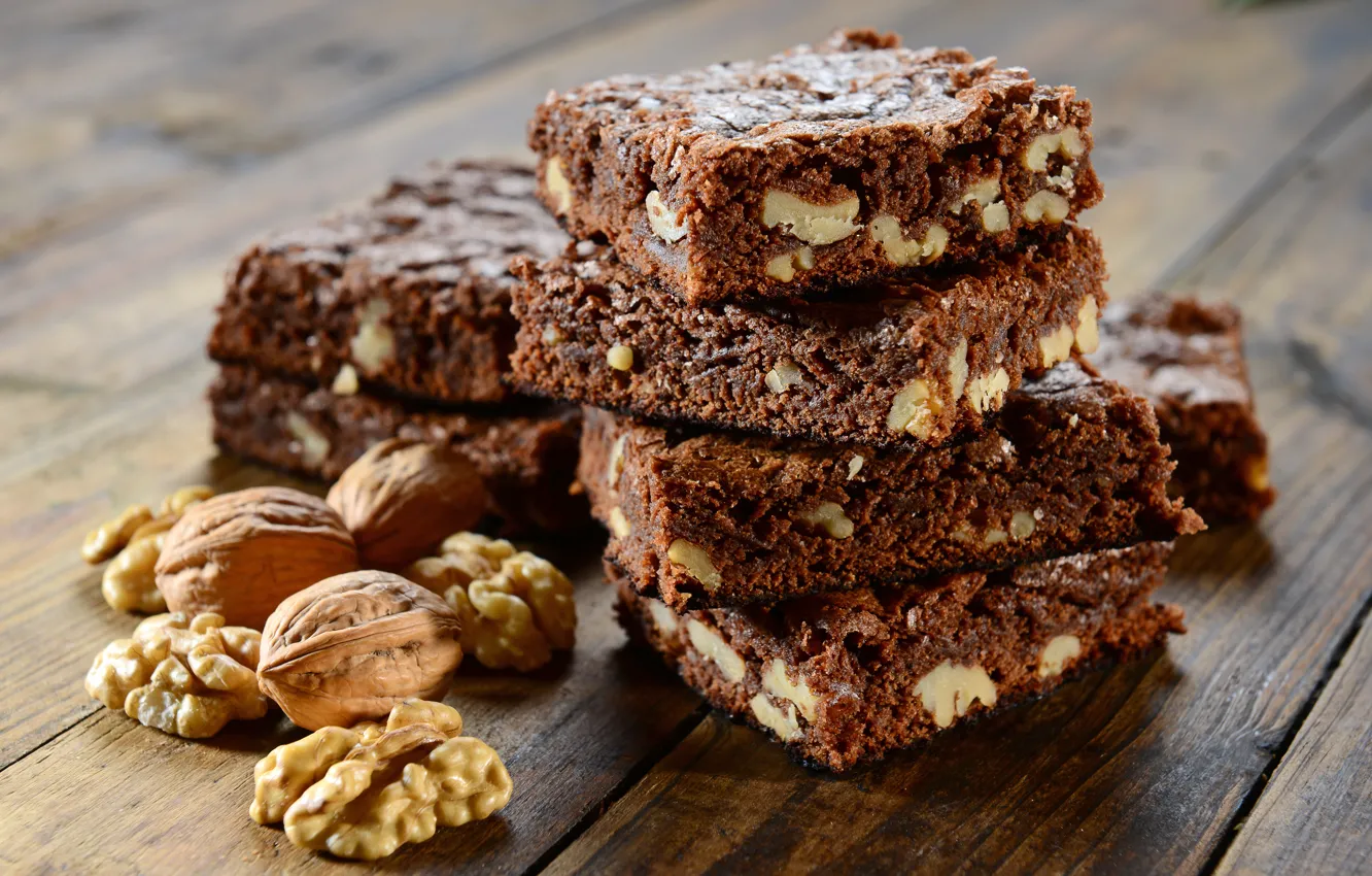 Photo wallpaper chocolate, cake, chocolate, walnuts, nutty