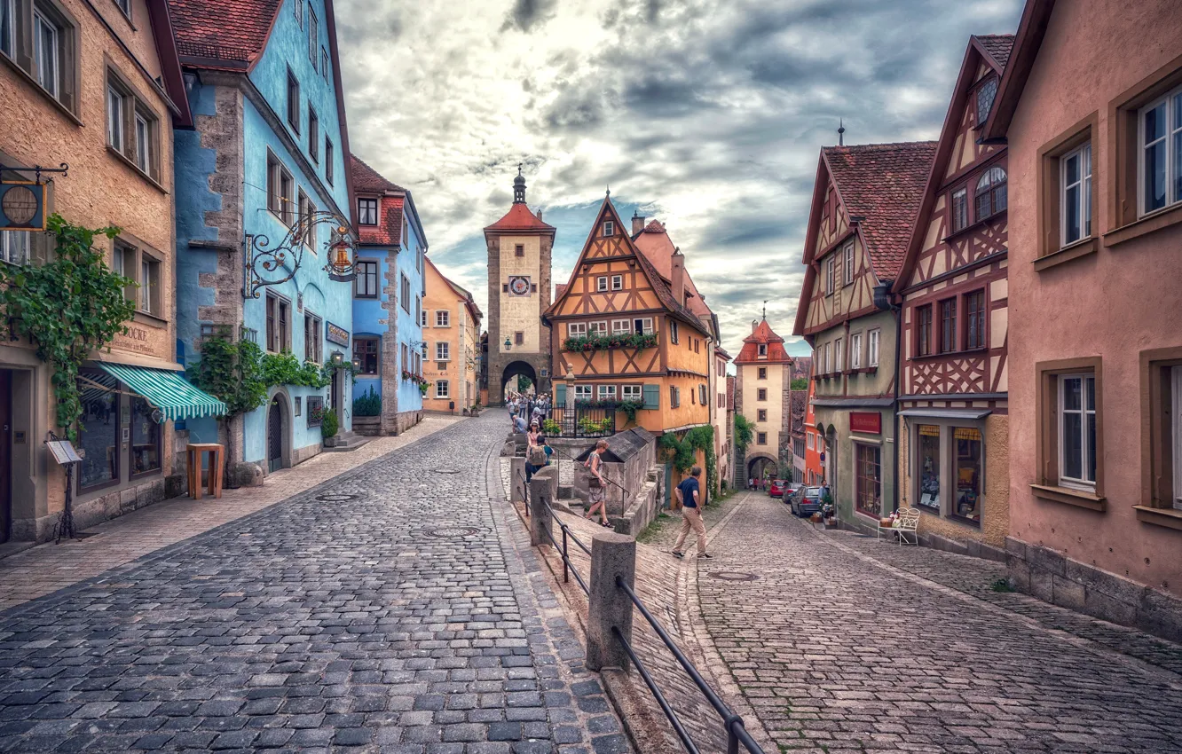 Photo wallpaper building, tower, home, Germany, Bayern, bridge, Germany, Bavaria