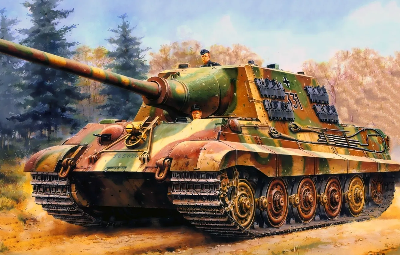 Photo wallpaper figure, art, SAU, Hunting tiger, Sd.Car.186, German self-propelled artillery, Jagdtiger, Tank Hunter Tiger