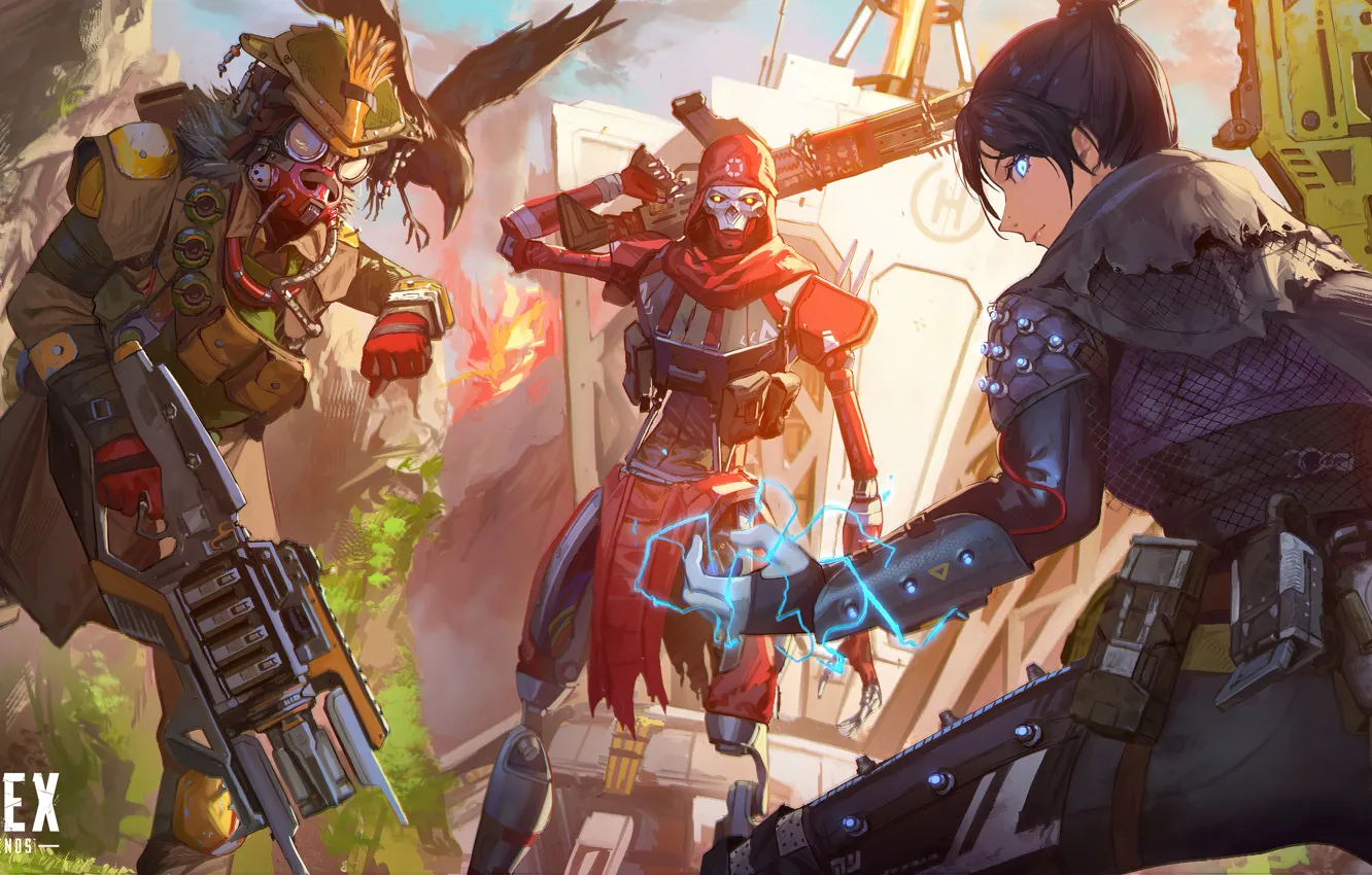 Photo wallpaper Wraith, Respawn Entertainment, Revenant, Bloodhound, Apex Legends, apex legends art