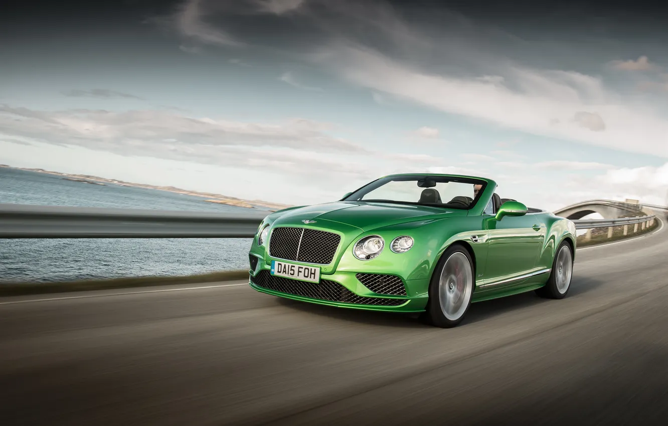 Photo wallpaper green, Bentley, Continental, convertible, speed, Bentley, continental, Convertible