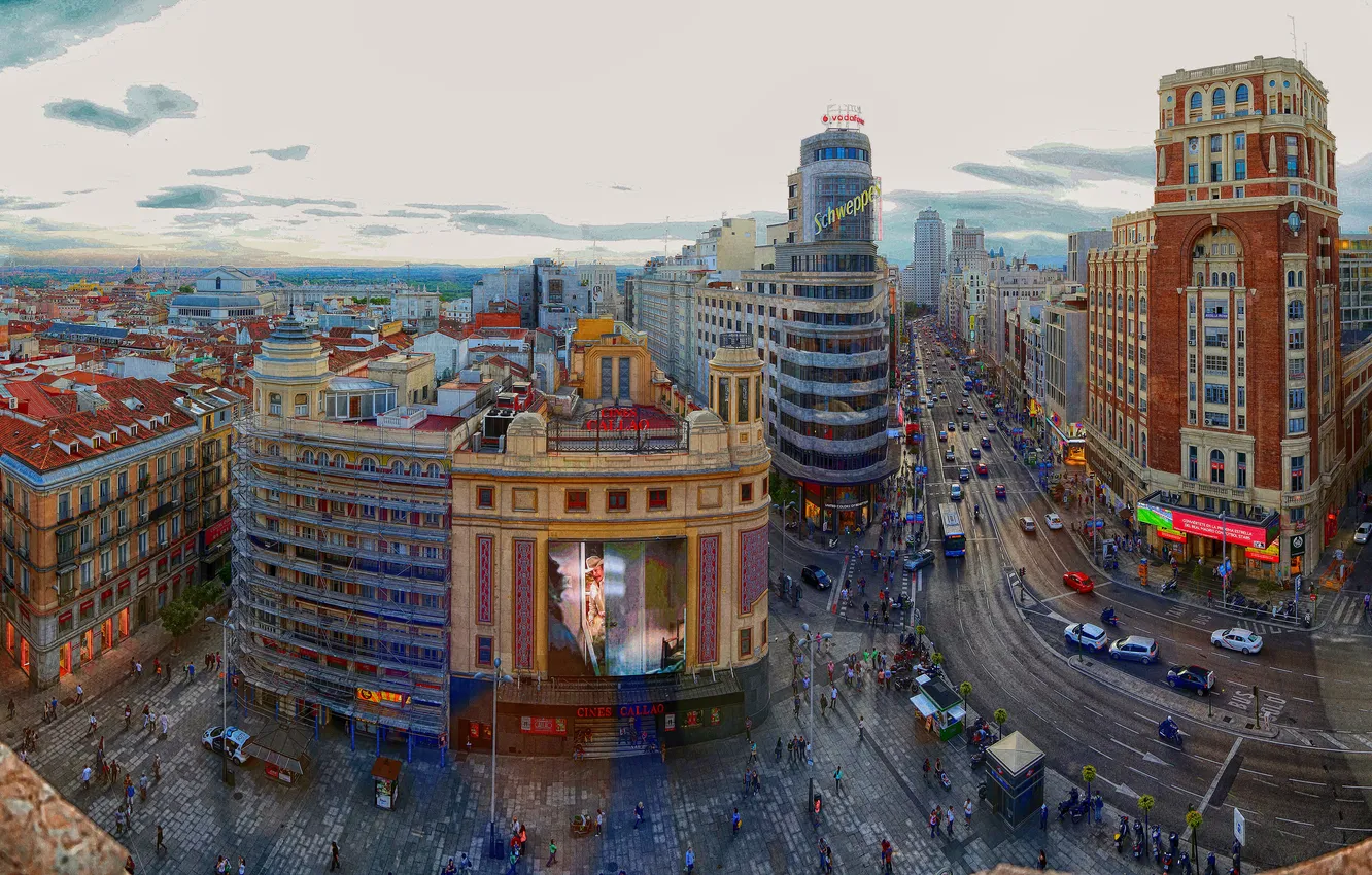 Photo wallpaper the sky, street, home, Spain, quarter, Madrid