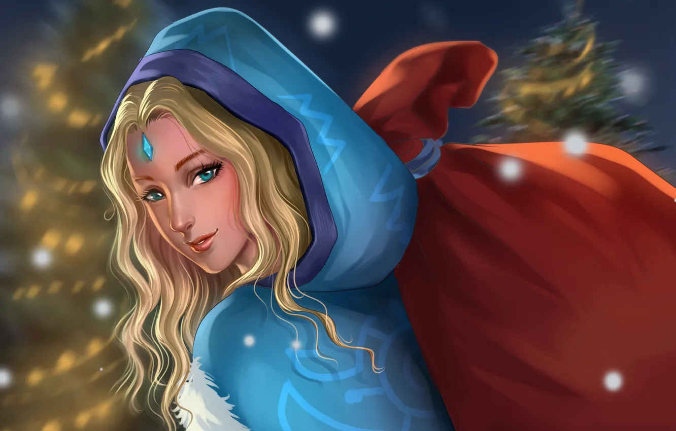 Photo wallpaper girl, art, crystals, bag, Crystal Maiden, dota 2, Rylai, ChubyMi