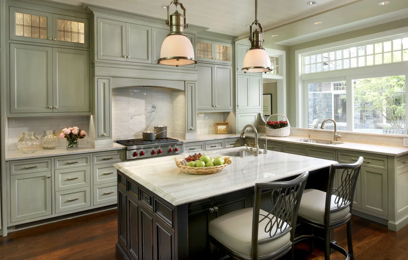Photo wallpaper room, interior, kitchen, Green Kitchen Ideas for a Lively Space