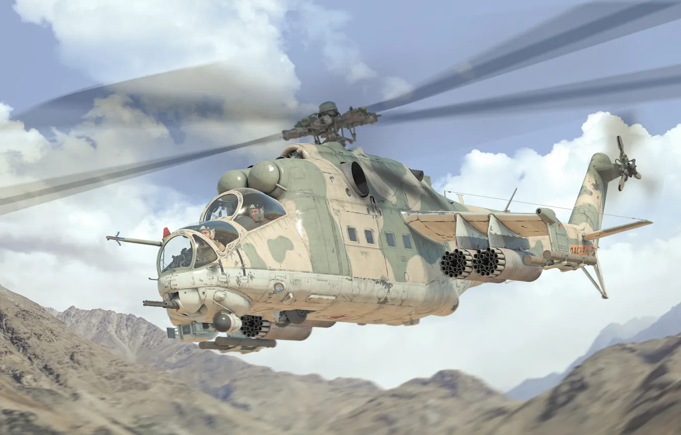 Photo wallpaper USSR, Mil, Mi-24V, multi-purpose helicopter