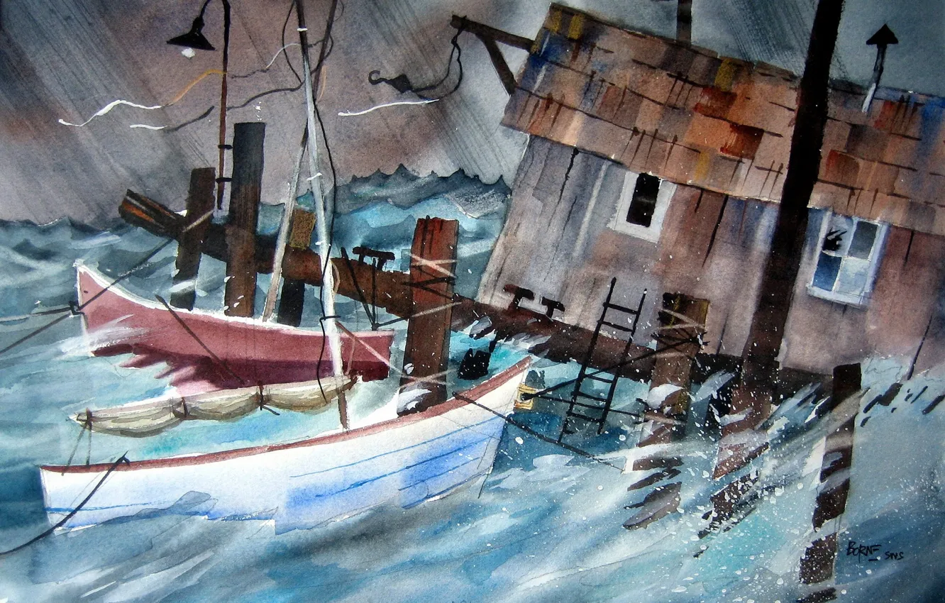 Photo wallpaper landscape, picture, watercolor