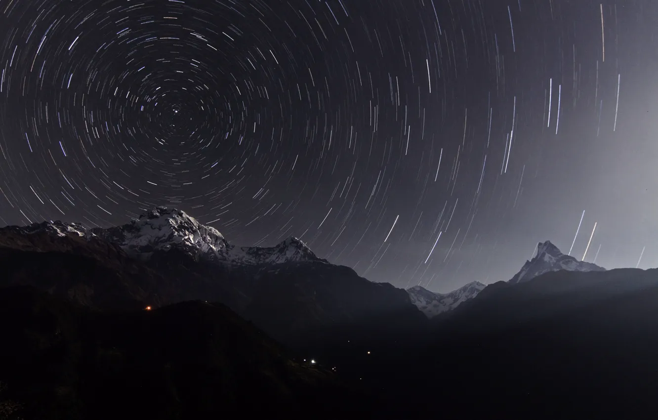 Photo wallpaper stars, night, excerpt, Annapurna, the Himalayas, Nepal